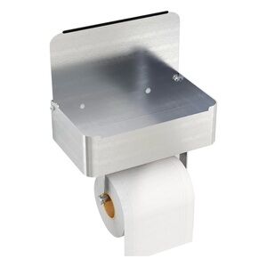 NWT Stainless Steel Toilet Paper Holder with Shelf